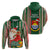 Kiribati Christmas Hoodie Santa With Gift Bag Behind Ribbons Seamless Green Maori LT03 - Polynesian Pride