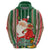 Kiribati Christmas Hoodie Santa With Gift Bag Behind Ribbons Seamless Green Maori LT03 - Polynesian Pride