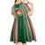 Kiribati Christmas Kid Short Sleeve Dress Santa With Gift Bag Behind Ribbons Seamless Green Maori LT03 - Polynesian Pride