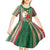 Kiribati Christmas Kid Short Sleeve Dress Santa With Gift Bag Behind Ribbons Seamless Green Maori LT03 - Polynesian Pride