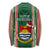 Kiribati Christmas Long Sleeve Shirt Santa With Gift Bag Behind Ribbons Seamless Green Maori LT03 - Polynesian Pride