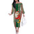 Kiribati Christmas Off The Shoulder Long Sleeve Dress Santa With Gift Bag Behind Ribbons Seamless Green Maori LT03 Women Green - Polynesian Pride