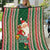 Kiribati Christmas Quilt Santa With Gift Bag Behind Ribbons Seamless Green Maori LT03 Green - Polynesian Pride