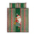 Kiribati Christmas Quilt Bed Set Santa With Gift Bag Behind Ribbons Seamless Green Maori LT03 Green - Polynesian Pride