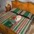 Kiribati Christmas Quilt Bed Set Santa With Gift Bag Behind Ribbons Seamless Green Maori LT03 - Polynesian Pride