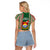 Kiribati Christmas Raglan Cropped T Shirt Santa With Gift Bag Behind Ribbons Seamless Green Maori LT03 - Polynesian Pride