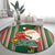 Kiribati Christmas Round Carpet Santa With Gift Bag Behind Ribbons Seamless Green Maori LT03 - Polynesian Pride