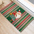 Kiribati Christmas Rubber Doormat Santa With Gift Bag Behind Ribbons Seamless Green Maori LT03 - Polynesian Pride