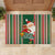 Kiribati Christmas Rubber Doormat Santa With Gift Bag Behind Ribbons Seamless Green Maori LT03 - Polynesian Pride