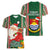 Kiribati Christmas Women V Neck T Shirt Santa With Gift Bag Behind Ribbons Seamless Green Maori LT03 - Polynesian Pride