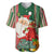 Custom Kiribati Christmas Baseball Jersey Santa With Gift Bag Behind Ribbons Seamless Green Maori LT03 Green - Polynesian Pride