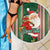 Custom Kiribati Christmas Beach Blanket Santa With Gift Bag Behind Ribbons Seamless Green Maori LT03 - Wonder Print Shop