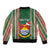 Custom Kiribati Christmas Bomber Jacket Santa With Gift Bag Behind Ribbons Seamless Green Maori LT03 - Polynesian Pride