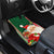 Custom Kiribati Christmas Car Mats Santa With Gift Bag Behind Ribbons Seamless Green Maori LT03 - Polynesian Pride