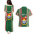 Custom Kiribati Christmas Couples Matching Puletasi Dress and Hawaiian Shirt Santa With Gift Bag Behind Ribbons Seamless Green Maori LT03 - Polynesian Pride