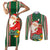 Custom Kiribati Christmas Couples Matching Short Sleeve Bodycon Dress and Long Sleeve Button Shirts Santa With Gift Bag Behind Ribbons Seamless Green Maori LT03 Green - Polynesian Pride