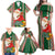 Custom Kiribati Christmas Family Matching Off Shoulder Maxi Dress and Hawaiian Shirt Santa With Gift Bag Behind Ribbons Seamless Green Maori LT03 - Polynesian Pride