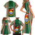 Custom Kiribati Christmas Family Matching Short Sleeve Bodycon Dress and Hawaiian Shirt Santa With Gift Bag Behind Ribbons Seamless Green Maori LT03 - Polynesian Pride