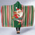 Custom Kiribati Christmas Hooded Blanket Santa With Gift Bag Behind Ribbons Seamless Green Maori LT03 - Polynesian Pride