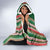 Custom Kiribati Christmas Hooded Blanket Santa With Gift Bag Behind Ribbons Seamless Green Maori LT03 - Polynesian Pride