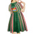 Custom Kiribati Christmas Kid Short Sleeve Dress Santa With Gift Bag Behind Ribbons Seamless Green Maori LT03 - Polynesian Pride