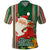 Custom Kiribati Christmas Polo Shirt Santa With Gift Bag Behind Ribbons Seamless Green Maori LT03 Green - Polynesian Pride