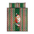 Custom Kiribati Christmas Quilt Bed Set Santa With Gift Bag Behind Ribbons Seamless Green Maori LT03 Green - Polynesian Pride