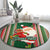 Custom Kiribati Christmas Round Carpet Santa With Gift Bag Behind Ribbons Seamless Green Maori LT03 - Polynesian Pride