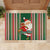 Custom Kiribati Christmas Rubber Doormat Santa With Gift Bag Behind Ribbons Seamless Green Maori LT03 - Polynesian Pride