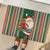 Custom Kiribati Christmas Rubber Doormat Santa With Gift Bag Behind Ribbons Seamless Green Maori LT03 - Polynesian Pride