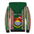 Custom Kiribati Christmas Sherpa Hoodie Santa With Gift Bag Behind Ribbons Seamless Green Maori LT03 - Polynesian Pride