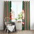 Custom Kiribati Christmas Window Curtain Santa With Gift Bag Behind Ribbons Seamless Green Maori LT03 - Polynesian Pride