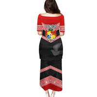 Tonga Family Matching Puletasi Dress and Hawaiian Shirt Tonga Coat of Arms with Seamless Tapa Ngatu Pattern LT03 - Polynesian Pride