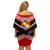 Tonga Off Shoulder Short Dress Tonga Coat of Arms with Seamless Tapa Ngatu Pattern LT03 - Polynesian Pride