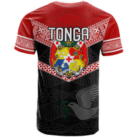 Tonga T Shirt Tonga Coat of Arms with Seamless Tapa Ngatu Pattern LT03 - Polynesian Pride