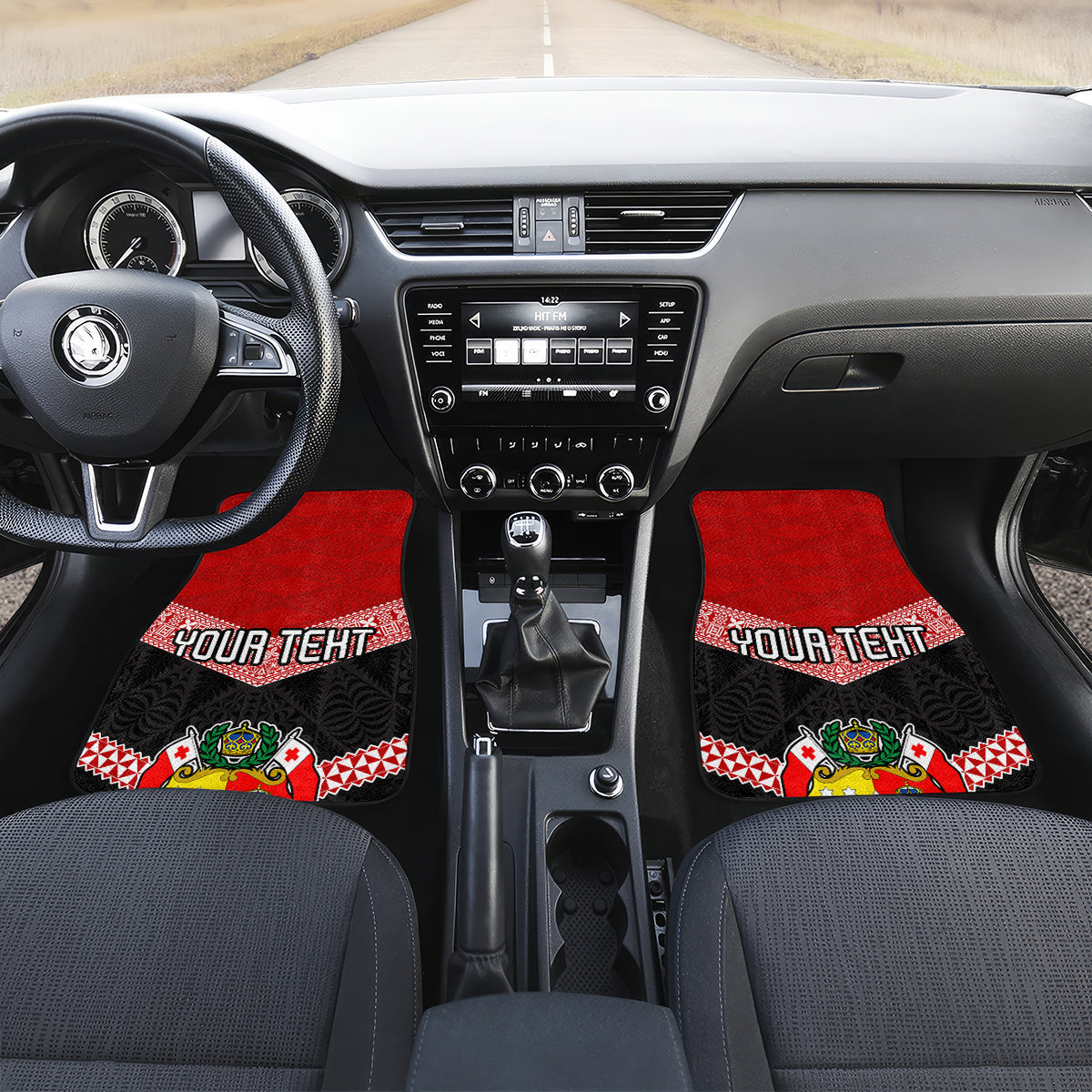 Personalised Tonga Car Mats Tonga Coat of Arms with Seamless Tapa Ngatu Pattern LT03 - Polynesian Pride