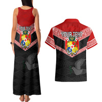 Personalised Tonga Couples Matching Tank Maxi Dress and Hawaiian Shirt Tonga Coat of Arms with Seamless Tapa Ngatu Pattern LT03 - Polynesian Pride