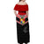 Personalised Tonga Off Shoulder Maxi Dress Tonga Coat of Arms with Seamless Tapa Ngatu Pattern LT03 - Polynesian Pride