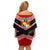 Personalised Tonga Off Shoulder Short Dress Tonga Coat of Arms with Seamless Tapa Ngatu Pattern LT03 - Polynesian Pride