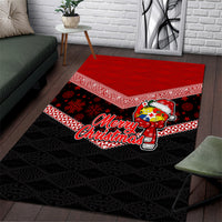 Tonga Christmas Area Rug Tongan Coat of Arms Santa With Ngatu Pattern Christmas Red Style LT03 Red - Polynesian Pride