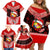 Tonga Christmas Family Matching Off Shoulder Short Dress and Hawaiian Shirt Tongan Coat of Arms Santa With Ngatu Pattern Christmas Red Style LT03 - Polynesian Pride