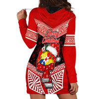 Tonga Christmas Hoodie Dress Tongan Coat of Arms Santa With Ngatu Pattern Christmas Red Style LT03 - Polynesian Pride