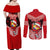 Personalised Tonga Christmas Couples Matching Off Shoulder Maxi Dress and Long Sleeve Button Shirts Tongan Coat of Arms Santa With Ngatu Pattern Christmas Red Style LT03 - Polynesian Pride