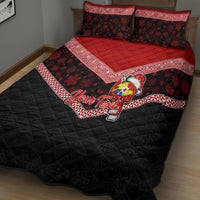 Personalised Tonga Christmas Quilt Bed Set Tongan Coat of Arms Santa With Ngatu Pattern Christmas Red Style LT03 - Polynesian Pride