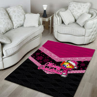 Tonga Christmas Area Rug Tongan Coat of Arms Santa With Ngatu Pattern Christmas Pink Style LT03 - Polynesian Pride