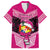 Tonga Christmas Family Matching Short Sleeve Bodycon Dress and Hawaiian Shirt Tongan Coat of Arms Santa With Ngatu Pattern Christmas Pink Style LT03 Dad's Shirt - Short Sleeve Pink - Polynesian Pride