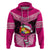 Tonga Christmas Hoodie Tongan Coat of Arms Santa With Ngatu Pattern Christmas Pink Style LT03 Pink - Polynesian Pride