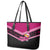 Tonga Christmas Leather Tote Bag Tongan Coat of Arms Santa With Ngatu Pattern Christmas Pink Style LT03 - Polynesian Pride