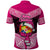 Tonga Christmas Polo Shirt Tongan Coat of Arms Santa With Ngatu Pattern Christmas Pink Style LT03 - Polynesian Pride