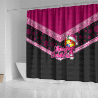 Tonga Christmas Shower Curtain Tongan Coat of Arms Santa With Ngatu Pattern Christmas Pink Style LT03 - Polynesian Pride